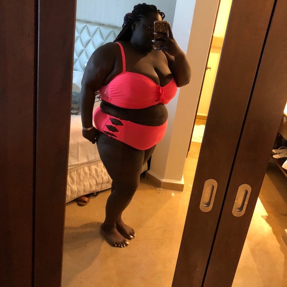 neon colored plus size swimwear